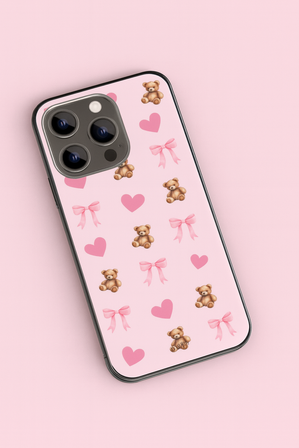 Coque de téléphone - Sublimé à la main - Ourson & Noeud