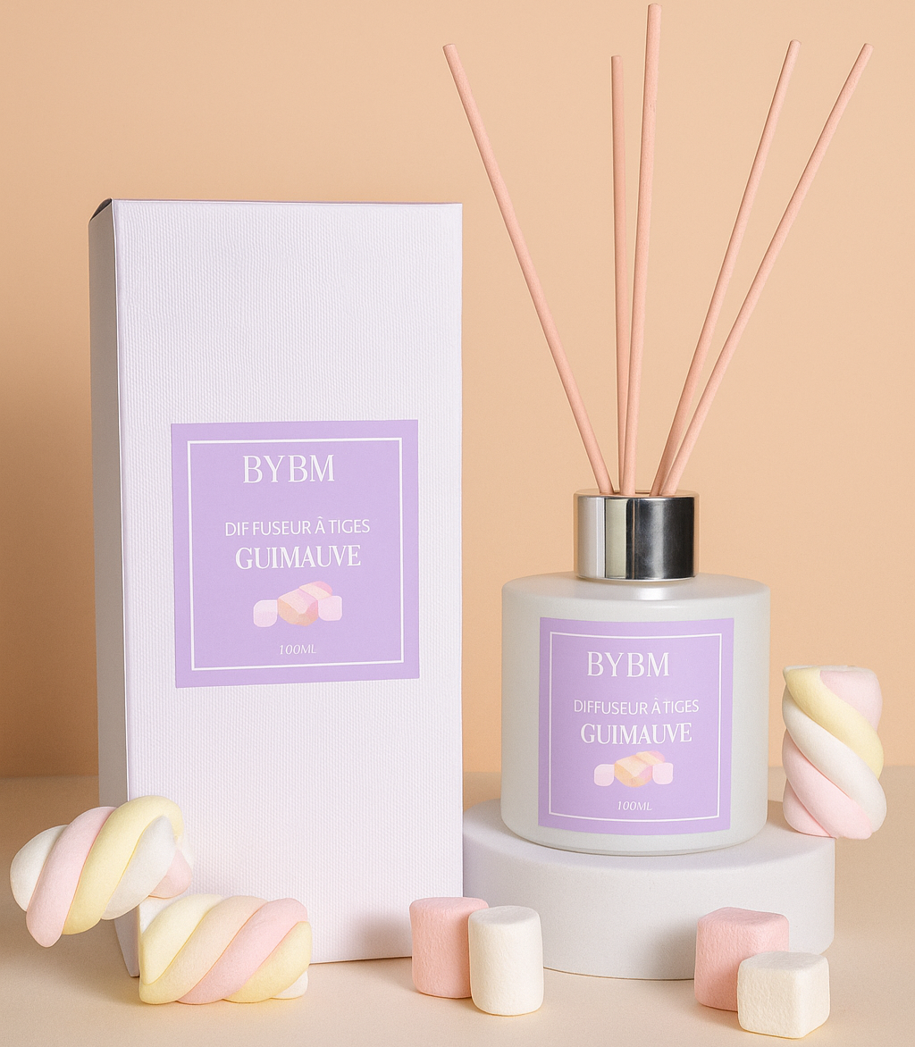 Diffuseur à Tiges - Senteur Guimauve - 100ml - Sans Alcool