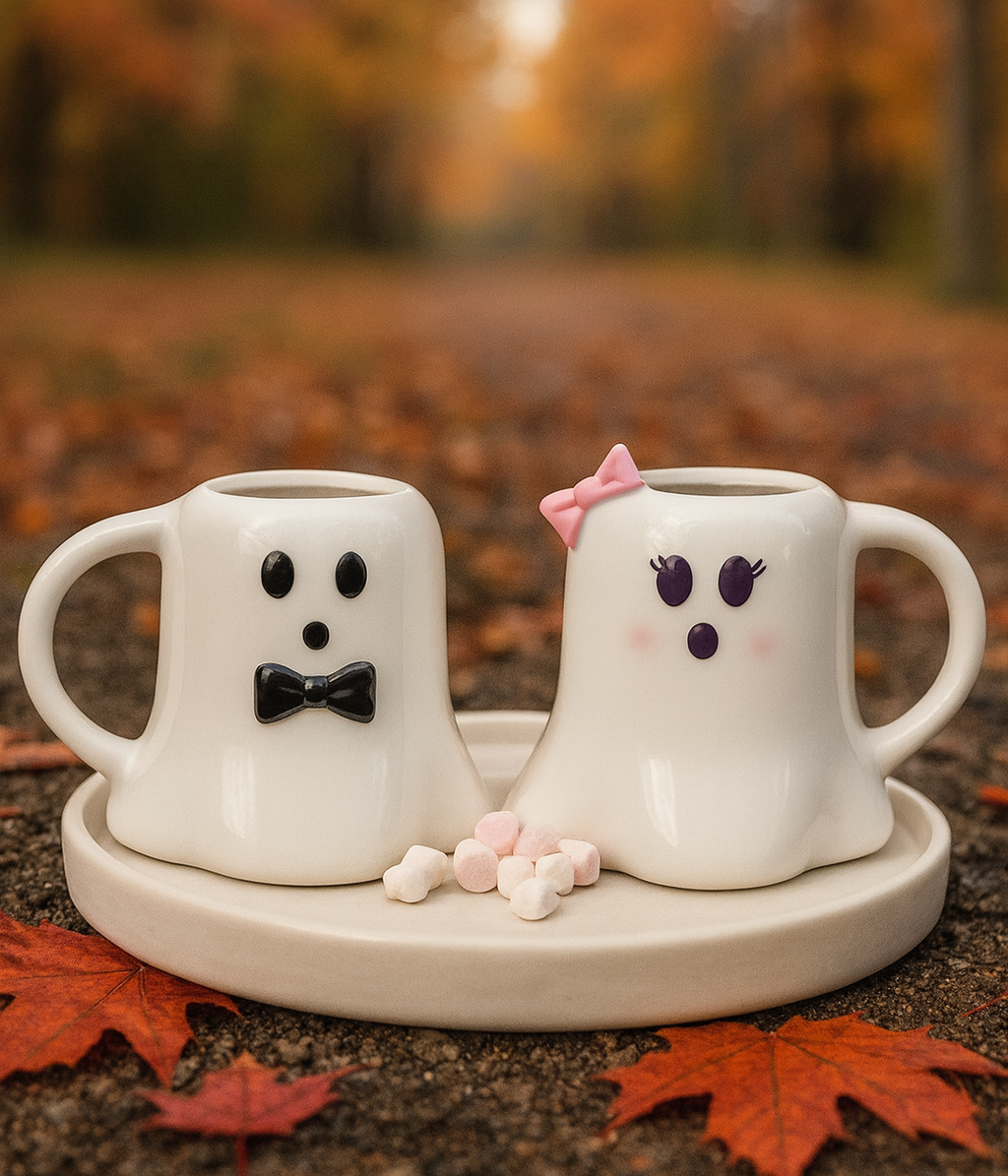 Duo de Tasses fantômes « Mr & Mrs BOO » | 440ml - PRÉCOMMANDE