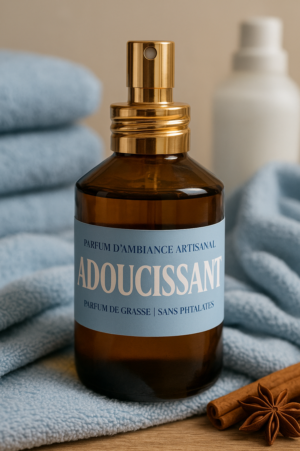 Parfum d’Ambiance Artisanal – Senteur Adoucissant - 100 ml - Sans Alcool