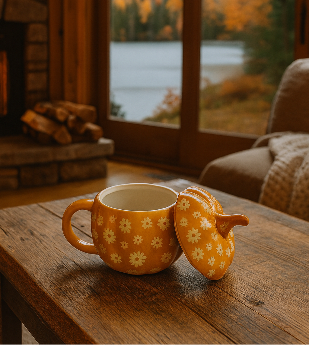 Tasse « Citrouille Fleurie » – L’automne en pleine floraison | 400ml - PRÉCOMMANDE