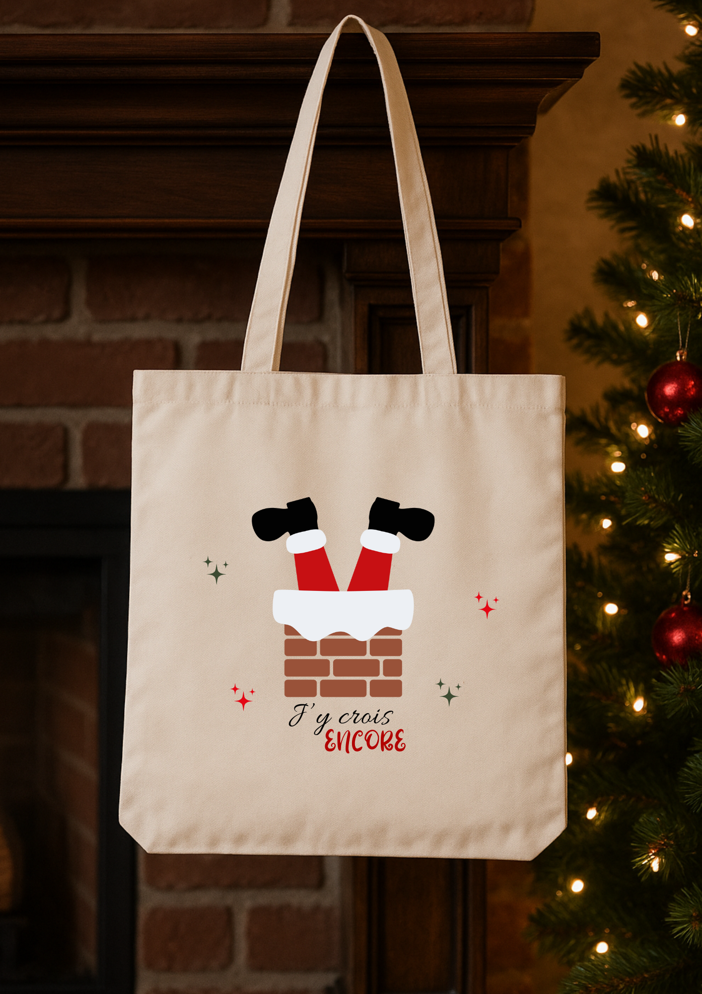 Tote Bag “J’y crois encore” — édition Noël - Sublimé à la main