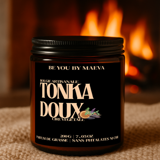 Bougie Parfumée Tonka – Pot Ambré – 100g ou 200g