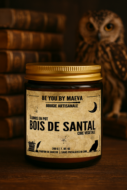Bougie Parfumée Bois de Santal  – Pot avec couvercle – Inspiré "d'Harry potter " - 100g ou 200g