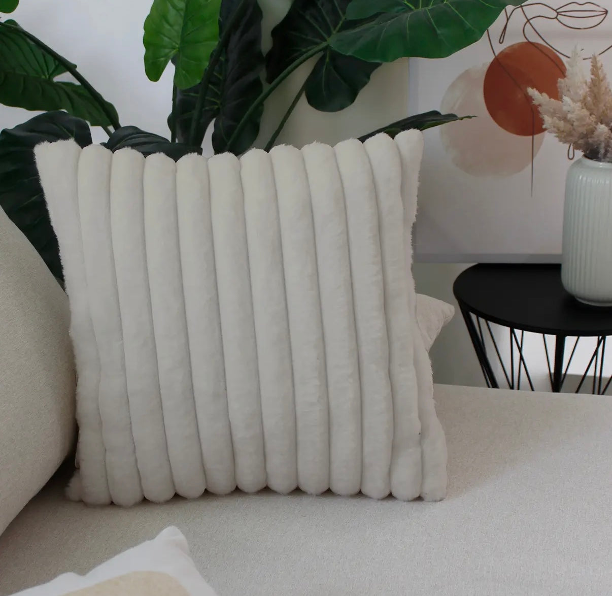 Coussin carré, fausse fourrure côtelée - 40x40cm, Matisse - PRÉCOMMANDE