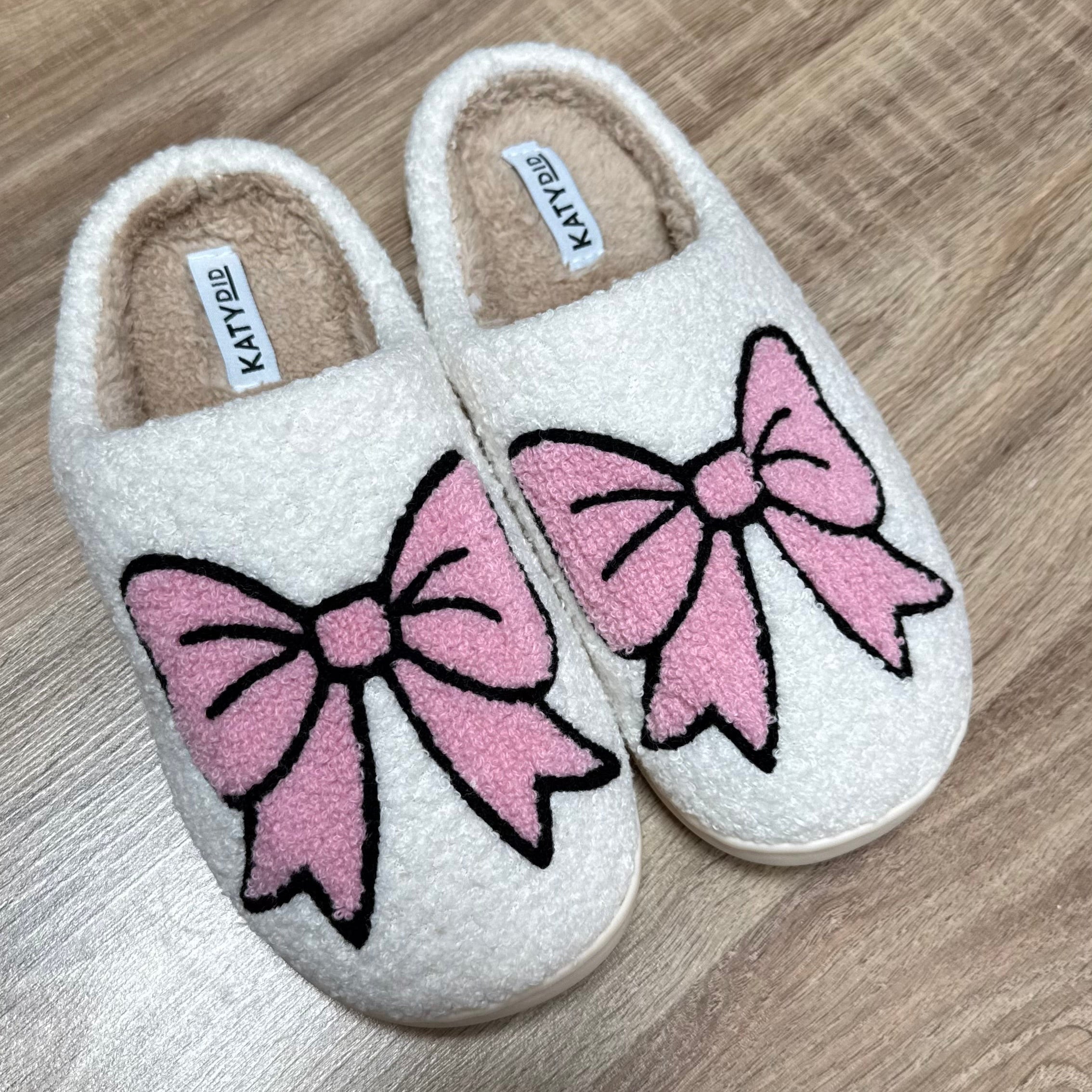 Pantoufles (Chaussons) Doux Pink Bow" – L'Élégance Cocooning