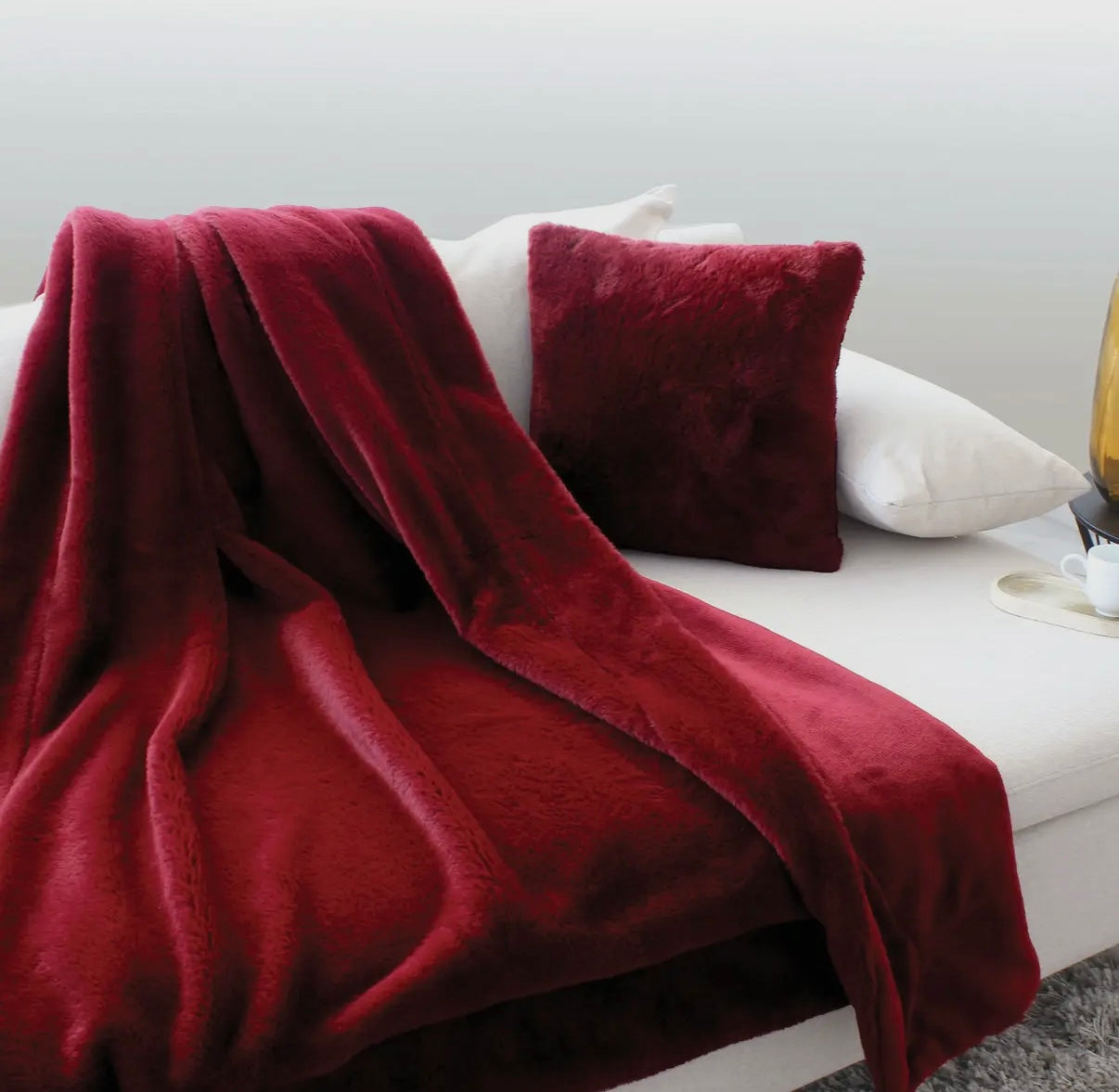 Plaid Fausse fourrure, doublure flanelle, 125x150cm - Certifié OEKO-TEX