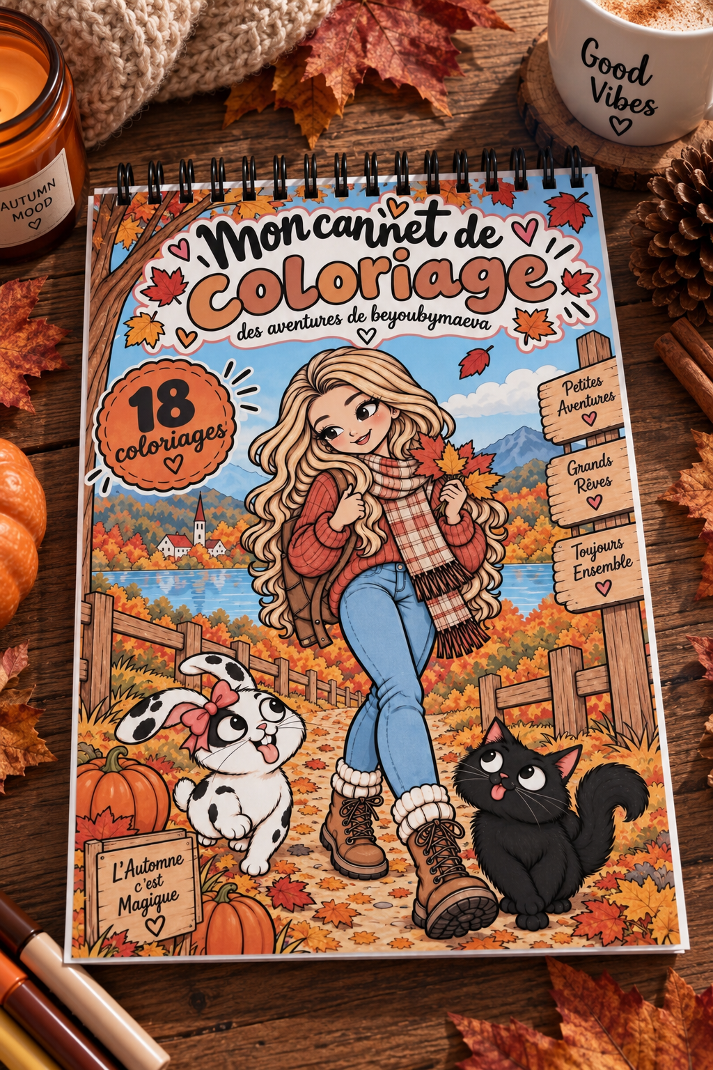 Automne Magique - Mon Carnet de 18 Coloriages " LES AVENTURES DE BEYOUBYMAEVA" - Fait main - Format A4 - PRECOMMANDE