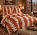 Parure de lit en coton de 115 g/m²– rayures couleur caramel Orangé – 220 x 200 cm - PRÉCOMMANDE