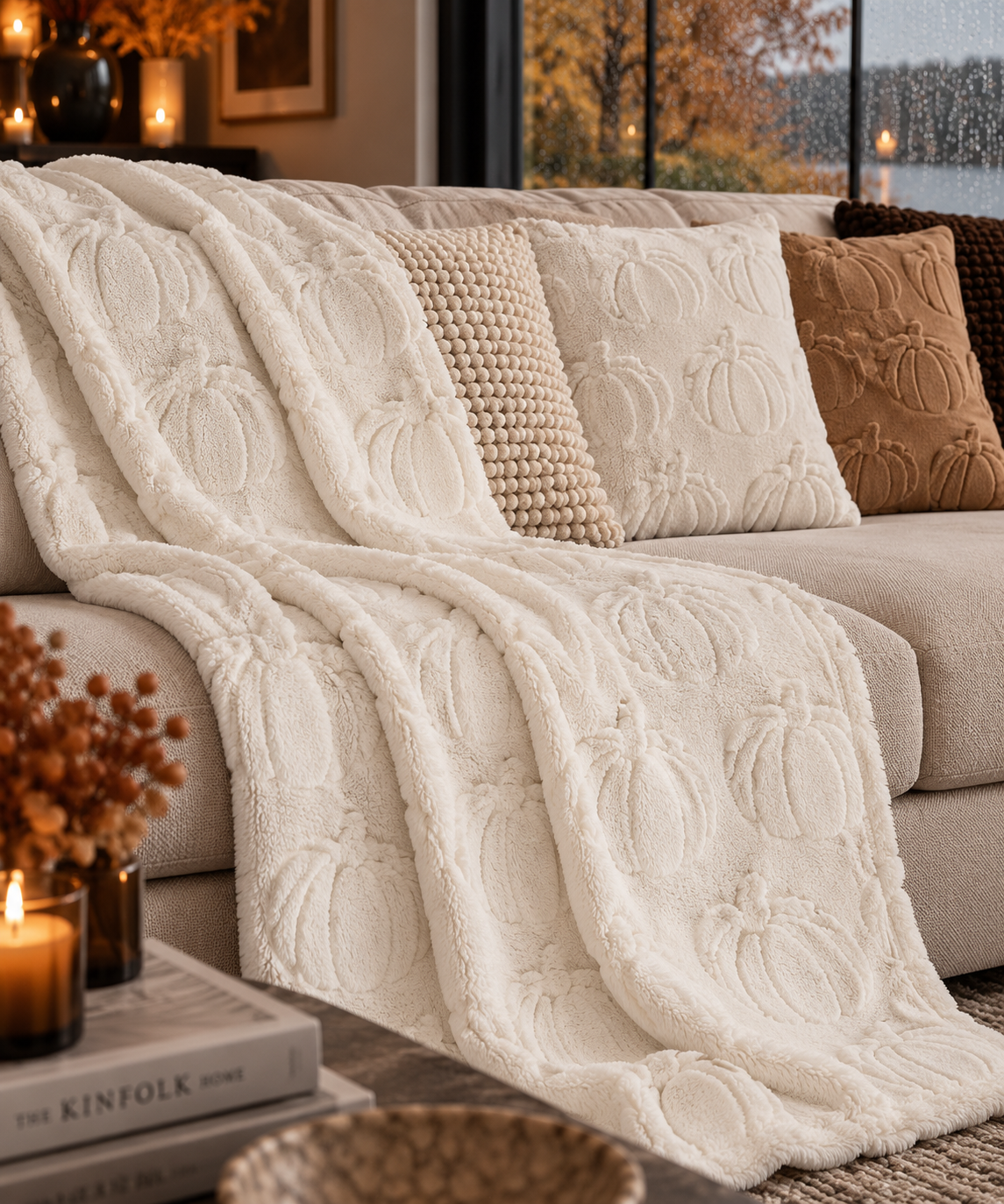 Couverture Motif Citrouilles en Relief – 150 × 200 cm - PRÉCOMMANDE