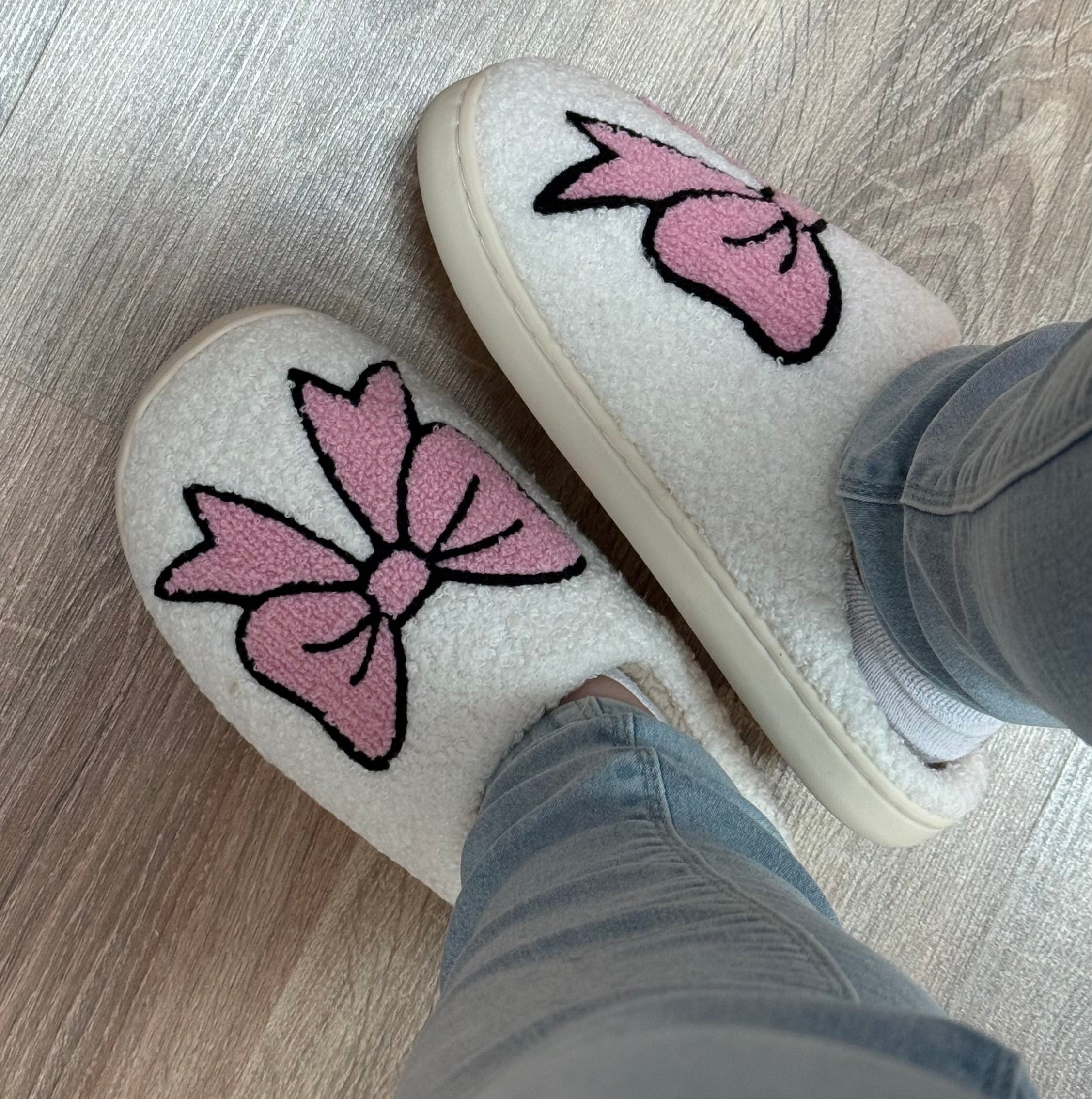 Pantoufles (Chaussons) Doux Pink Bow" – L'Élégance Cocooning