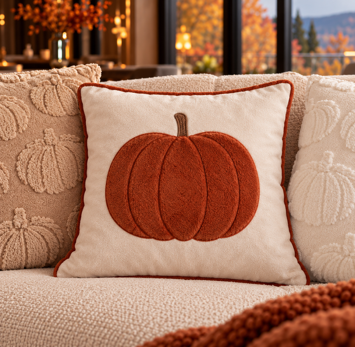 Housse de Coussin PUMPKY avec Citrouille Décorative – 45 × 45 cm
 - PRÉCOMMANDE