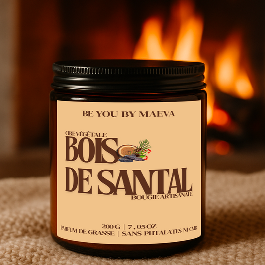 Bougie Parfumée Bois de santal – Pot Ambré – 100g ou 200g