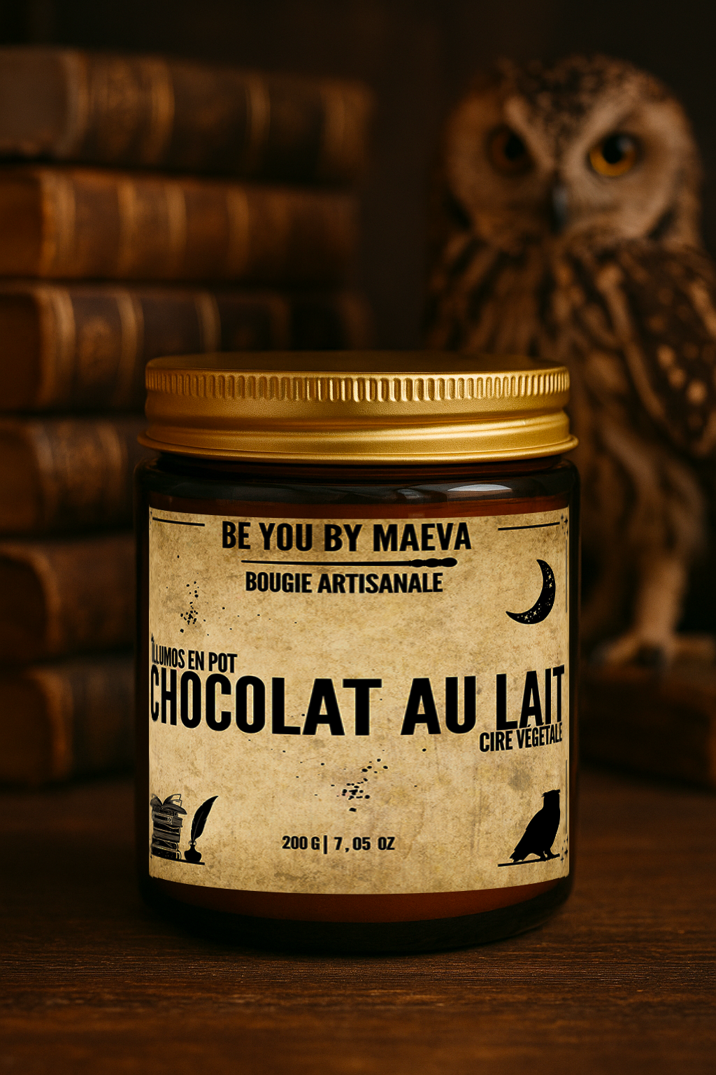 Bougie Parfumée Chocolat au lait – Pot avec couvercle – Inspiré "d'Harry potter " - 100g ou 200g