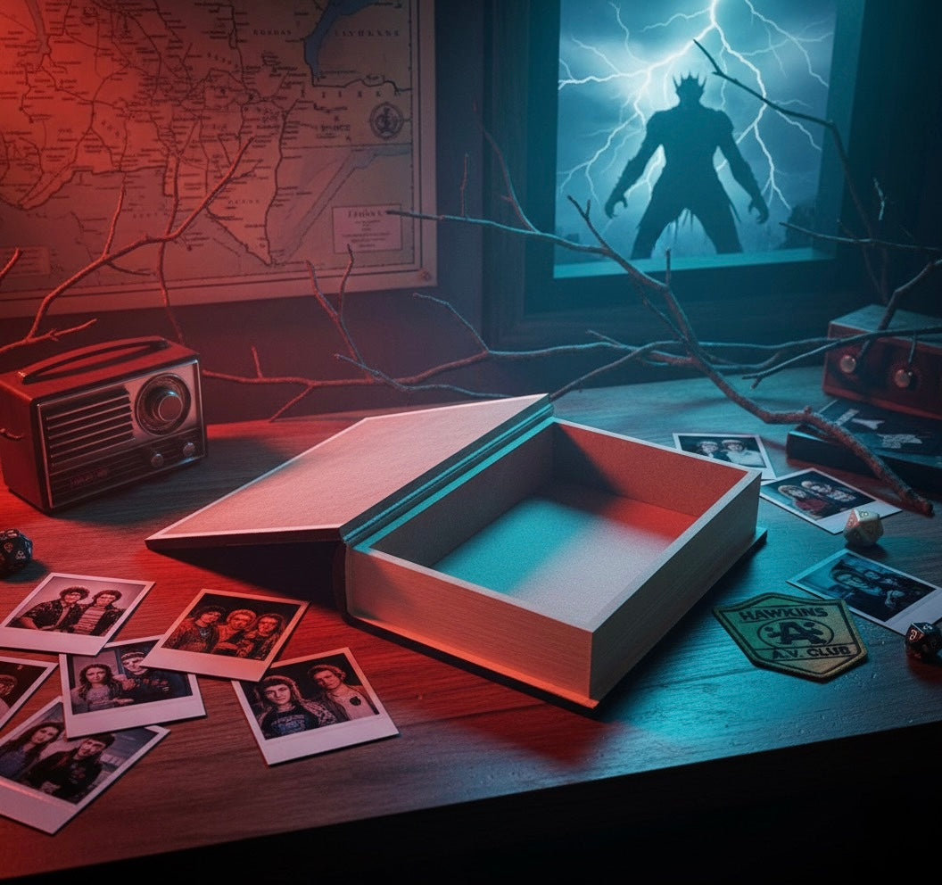 Boîte de Rangement en forme de livre “A Soundtrack From the Past” – Secrets rétro & mystères d’Hawkins