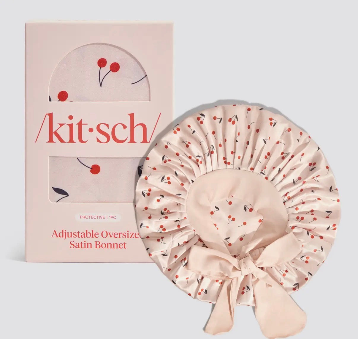 Bonnet de Nuit en Satin – Certifiée OEKO-TEX®  – Cerise  – Édition Bathroom - PRÉCOMMANDE