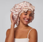 Bonnet de Nuit en Satin Cerise– Certifiée OEKO-TEX®  – Cerise  – Édition Bathroom