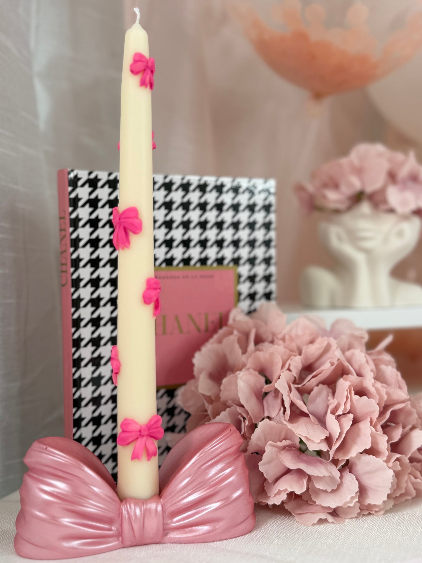 Bougie Pilier Décorative – Nœuds Sculptés – Cire Végétale – Fait Main – Sans CMR ni Phtalates