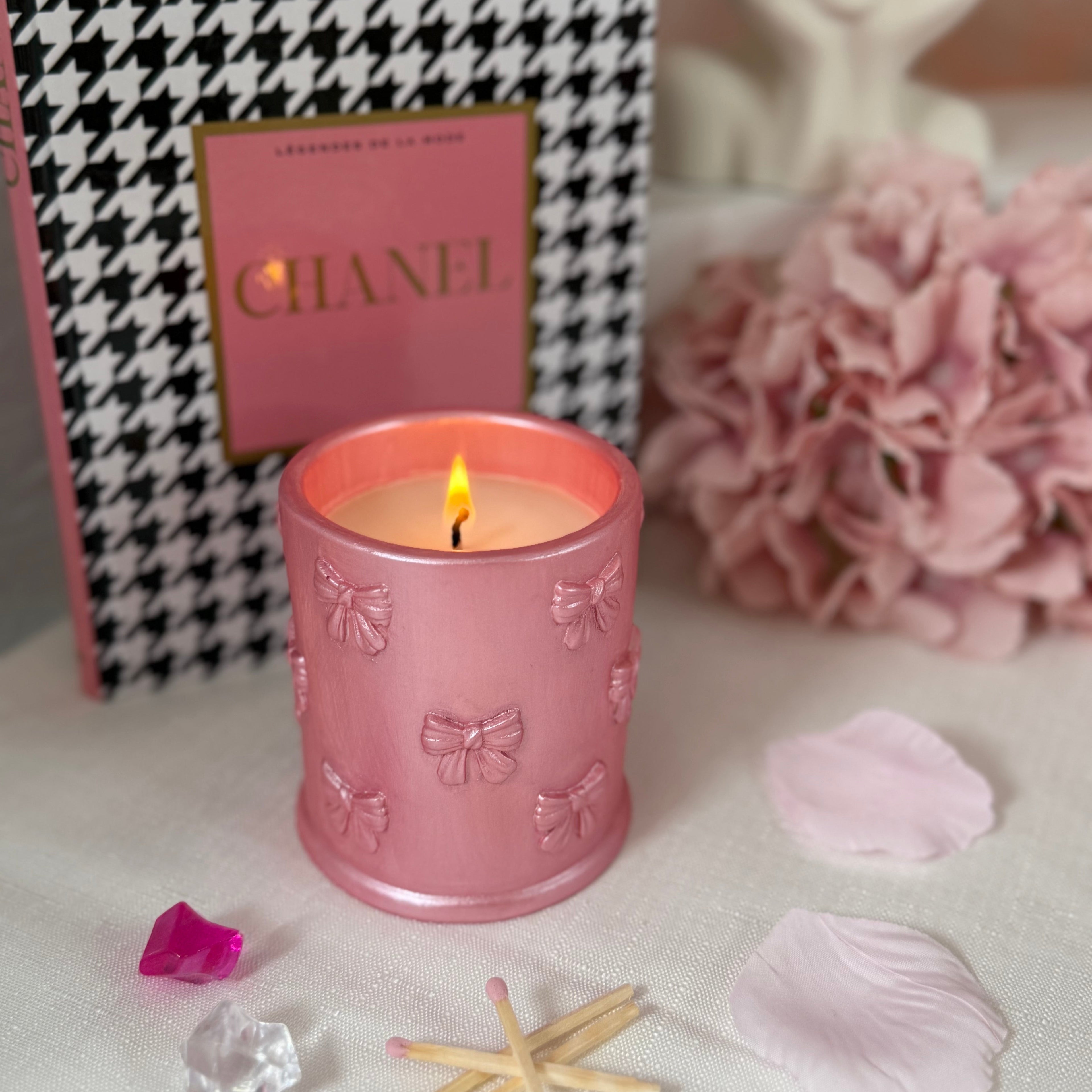 Bougie Pot en Jesmonite – Rechargeable - Motif Nœud