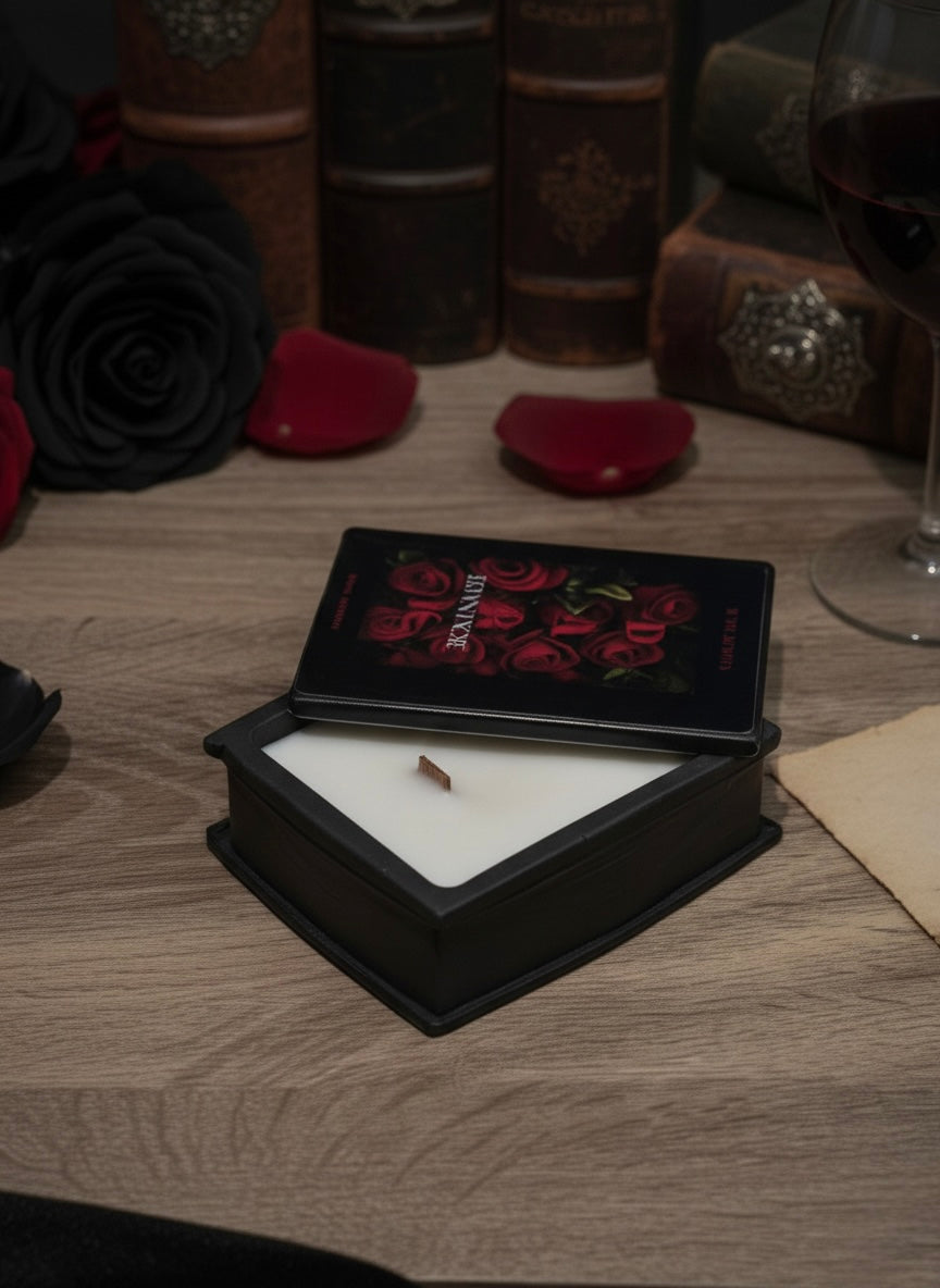 Bougie Artisanale Pot en Jesmonite – "L’Écrin Littéraire" - ÉDITION DARK ROMANCE
