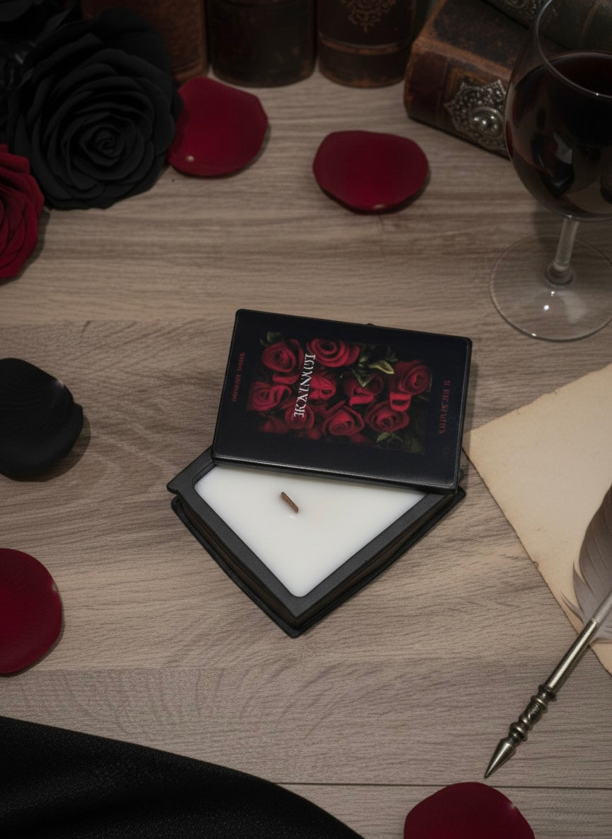 Bougie Artisanale Pot en Jesmonite – "L’Écrin Littéraire" - ÉDITION DARK ROMANCE