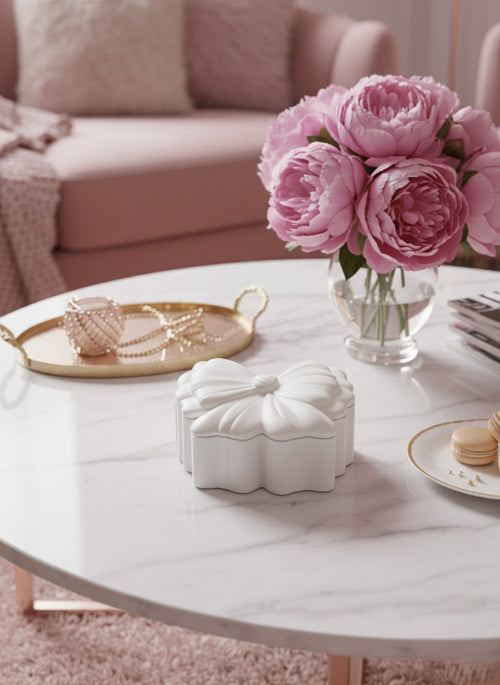 Bougie Artisanale pot en jesmonite "Le Nœud Féerique"  - ÉDITION DOUCEUR GIRLY