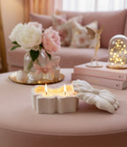 Bougie Artisanale pot en jesmonite "Le Nœud Féerique"  - ÉDITION DOUCEUR GIRLY