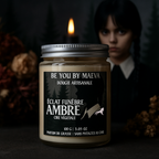 Bougie Parfumée Ambre – Pot avec couvercle – Inspiré par "Mercredi addams" - 100g