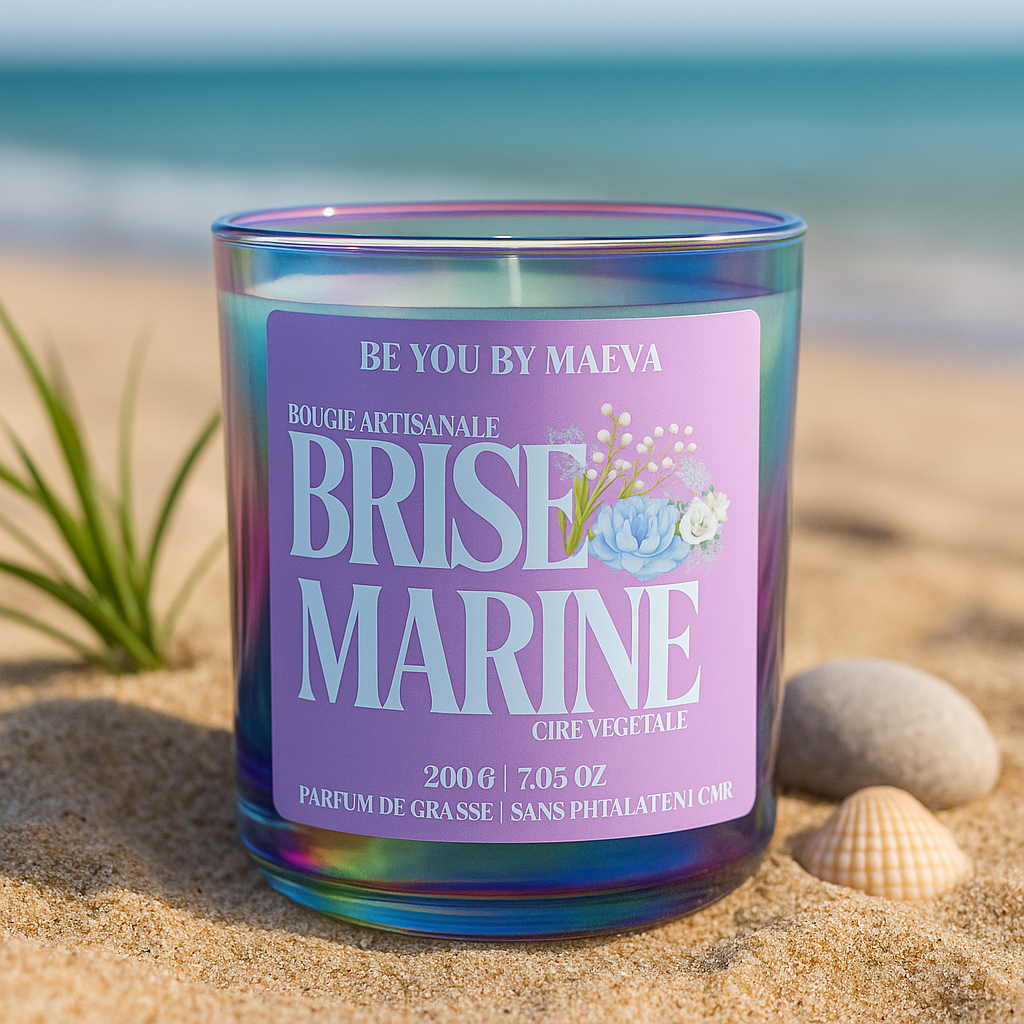 Bougie Parfumée Brise Marine – Pot Irisé aux Reflets – 200g