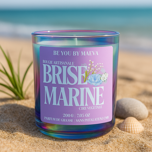 Bougie Parfumée Brise Marine – Pot Irisé aux Reflets – 200g