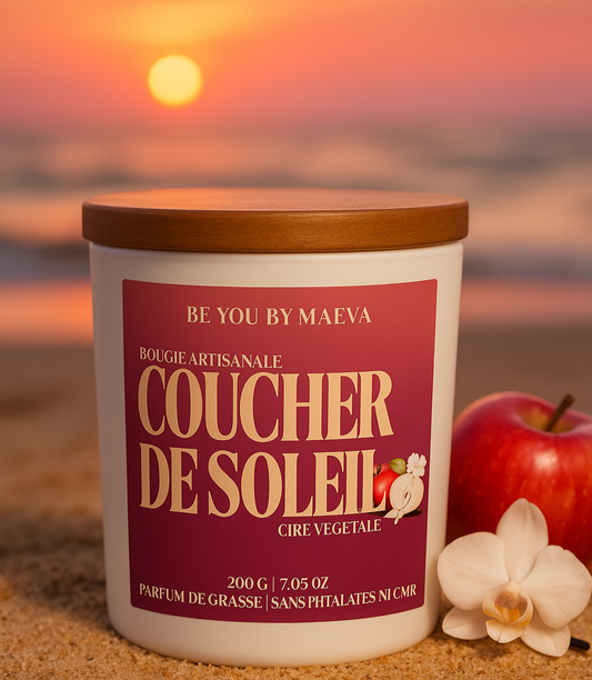 Bougie Parfumée Coucher de Soleil – Pot Blanc avec ou sans couvercle – 200g
