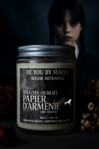 Bougie Parfumée Papier d'Arménie  – Pot avec couvercle – Inspiré par "Mercredi addams" - 100g