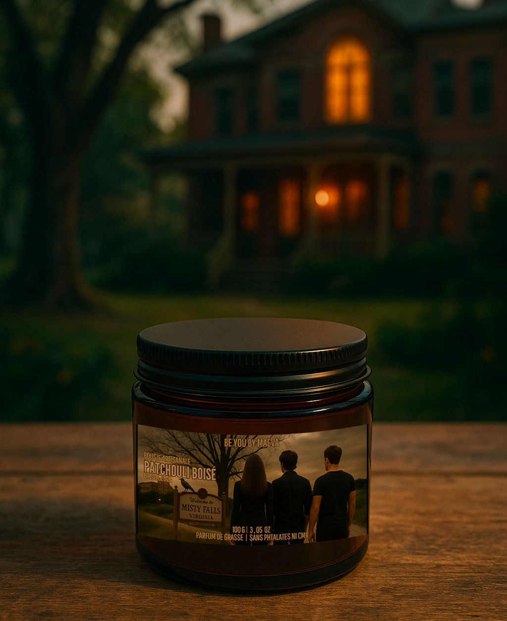 Bougie Parfumée Patchouli Boisé – Pot avec couvercle – Inspiré par "The Vampire Dairies" - 100g