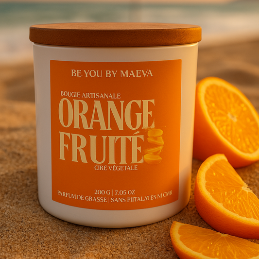 Bougie Parfumée Orange Fruité – Pot Blanc avec ou sans couvercle – 200g