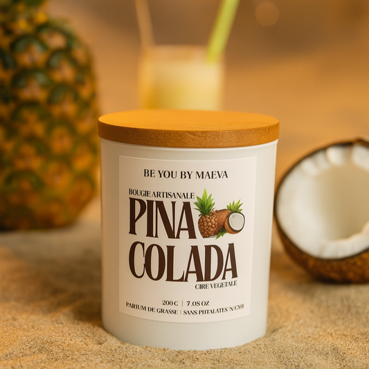 Bougie Parfumée Piña Colada – Pot Blanc avec ou sans couvercle – 200g