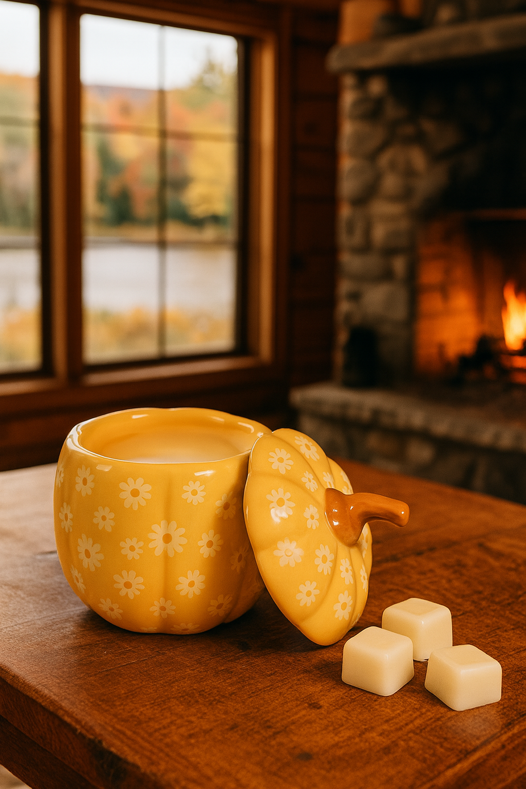 Brûleur Citrouille Fleurie – Déco Automnale Élégante