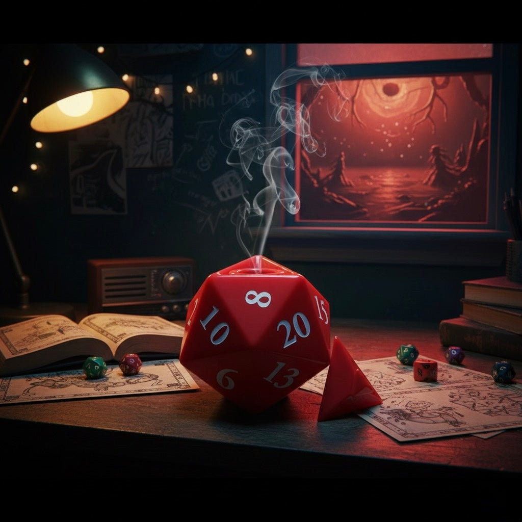 Brûleur à fondants “D20 du Monde À L’Envers” – Parfums mystiques & vibes des années 80 - PRÉCOMMANDE