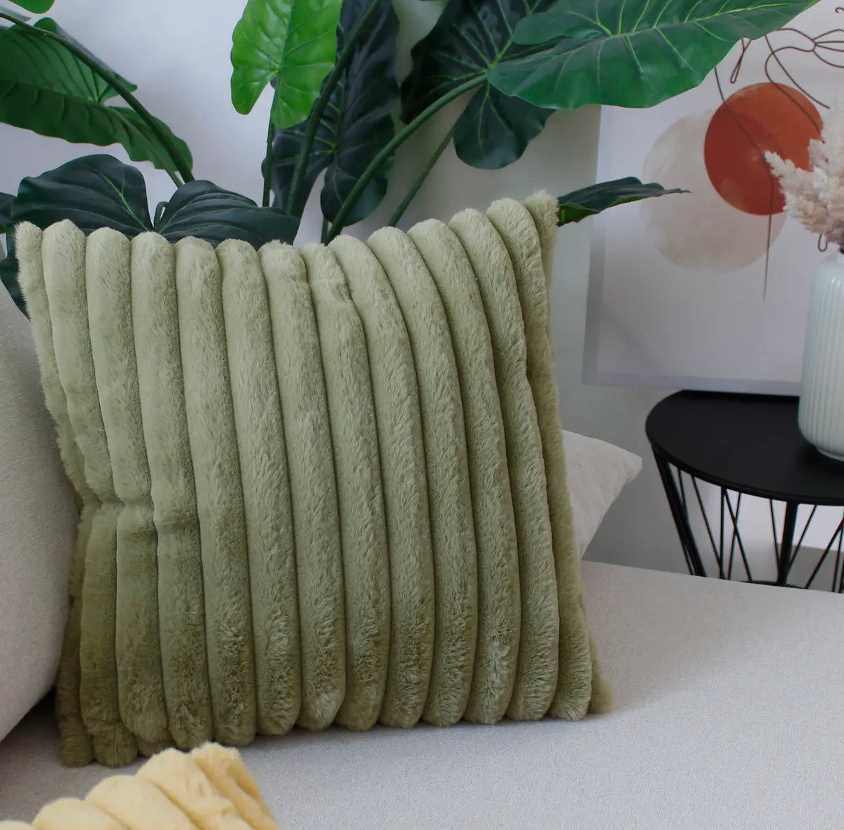 Coussin carré, fausse fourrure côtelée - Déhoussables - 40x40cm, Matisse