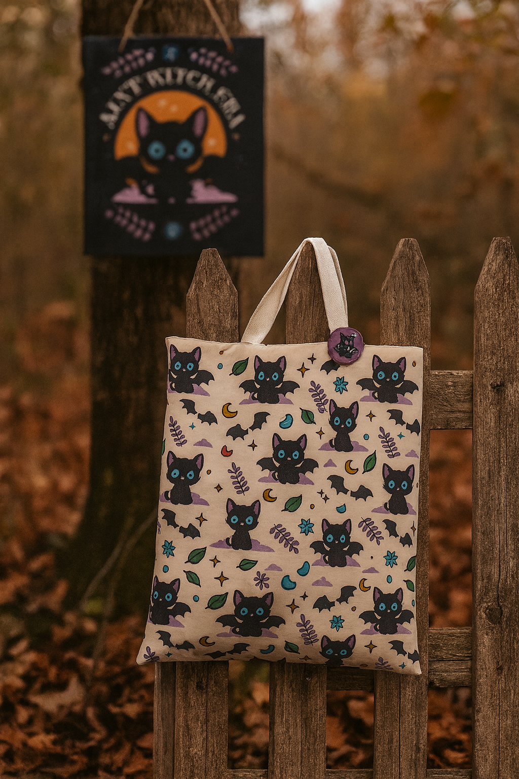 Tote Bags en toile et polyester - Chat noir : mignon… mais potentiellement diabolique - PRÉCOMMANDE