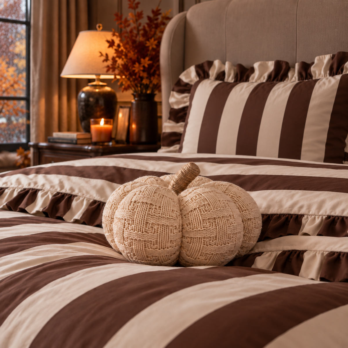Citrouille décorative en tissu Beige – 32 x 21 cm - PRECOMMANDE - Édition limitée