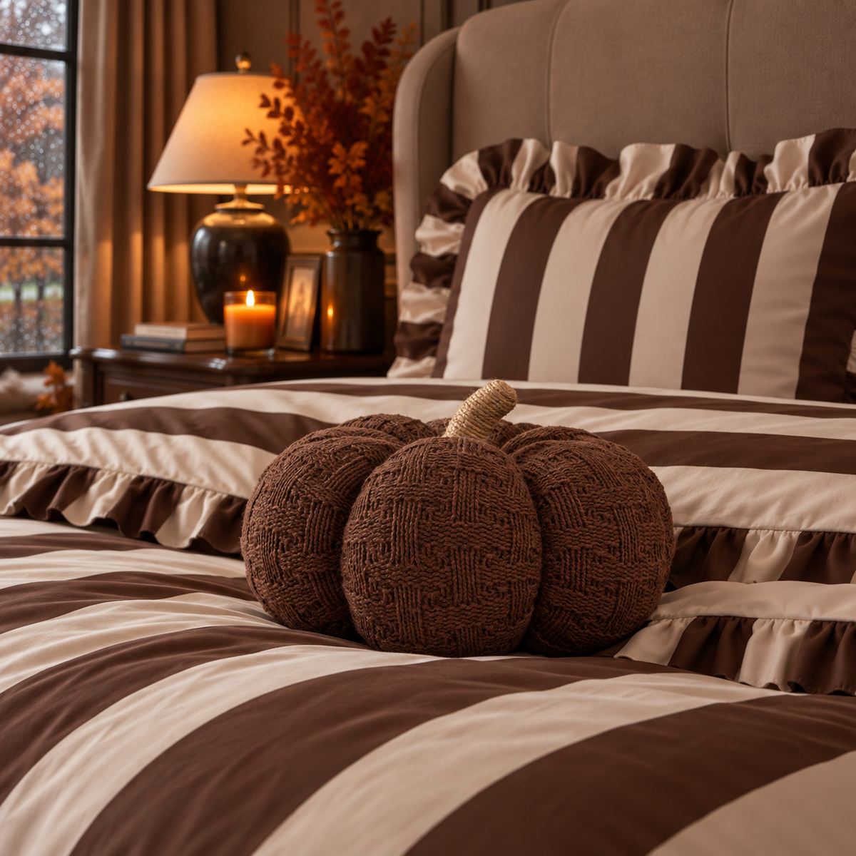 Citrouille décorative en tissu Marron – 32 x 21 cm - PRECOMMANDE - Édition limitée