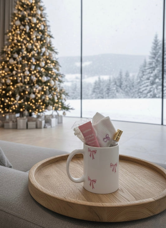 Coffret Douceur d’Hiver – Mug & Petites Tendresses Rose Poudré – Edition Noël