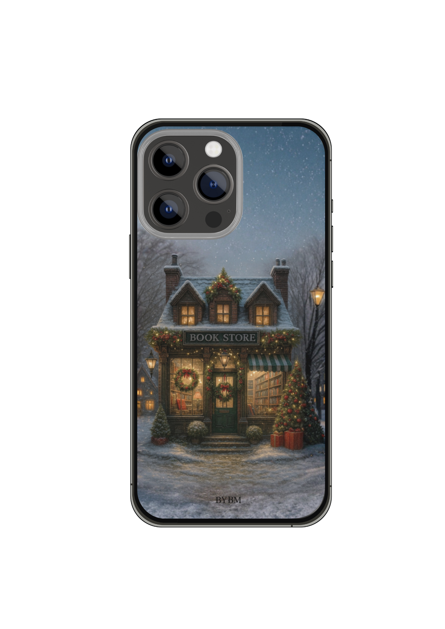 Coque de Téléphone Book Store at Christmas – Sublimé à la main - Édition Noël