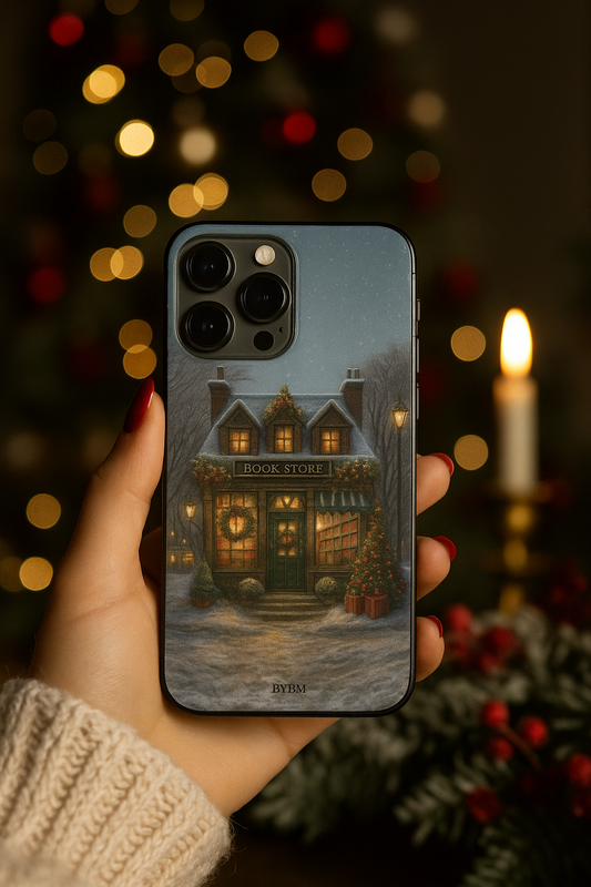 Coque de Téléphone Book Store at Christmas – Sublimé à la main - Édition Noël