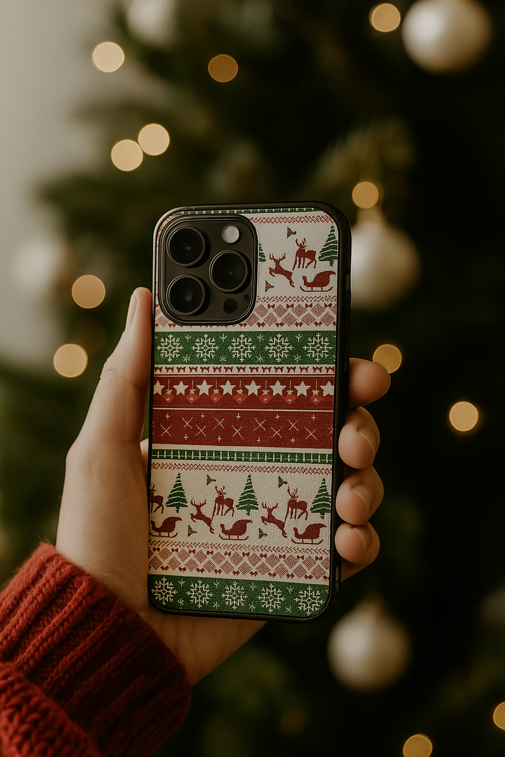 Coque de Téléphone Christmas Sweater – Sublimé à la main - Édition Noël