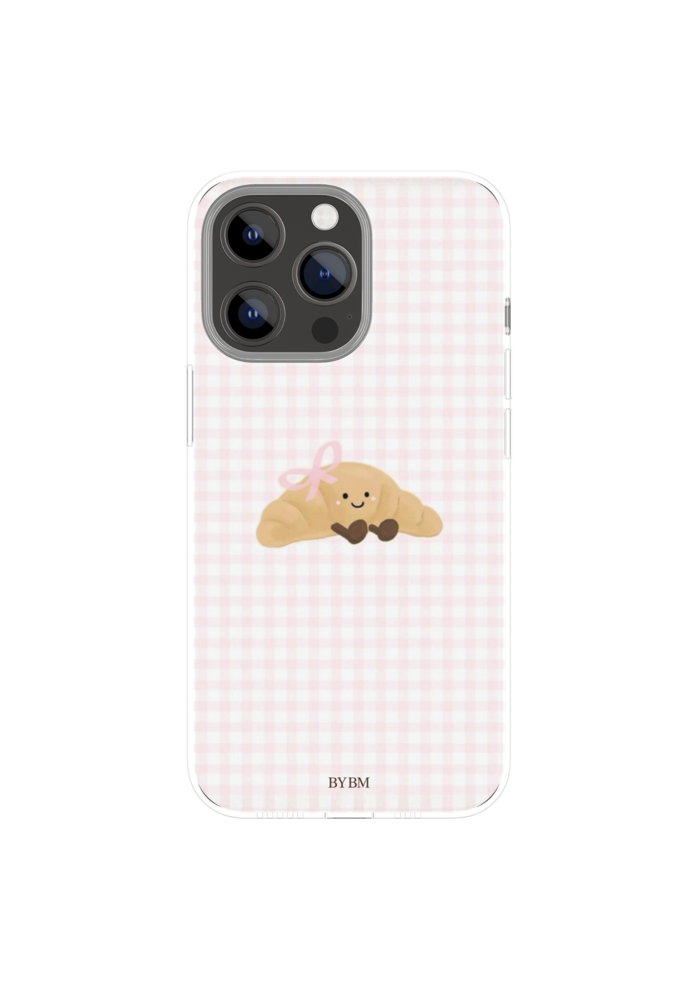 Coque de Téléphone  – Sublimé à la main - « Croissant Gingham  »