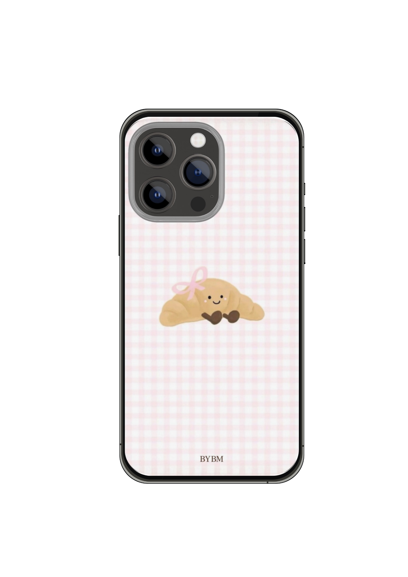Coque de Téléphone  – Sublimé à la main - « Croissant Gingham  »