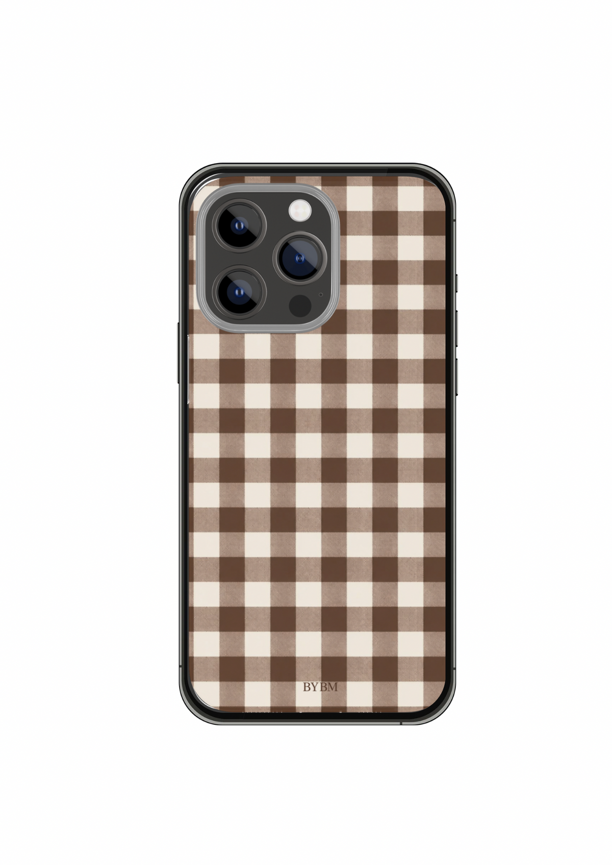 Coque de téléphone « Mocha Gingham » — La douceur du vichy dans sa version la plus cosy.