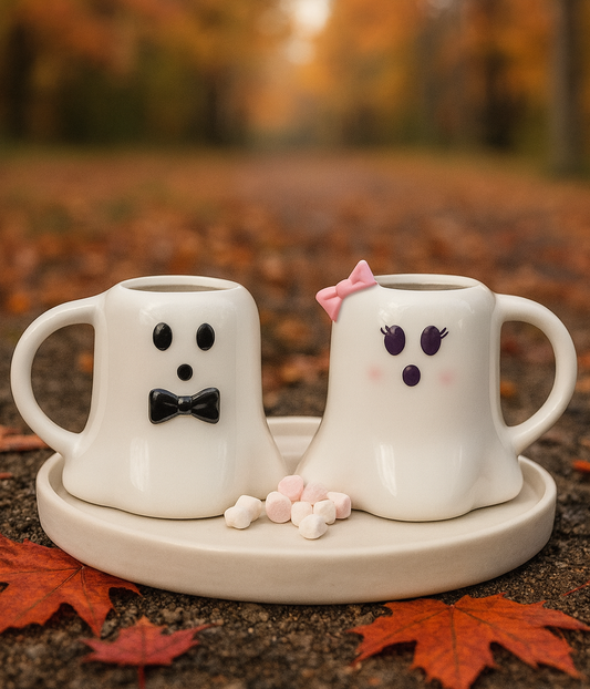 Duo de Tasses fantômes « Mr & Mrs BOO »   | 440ml - PRÉCOMMANDE
