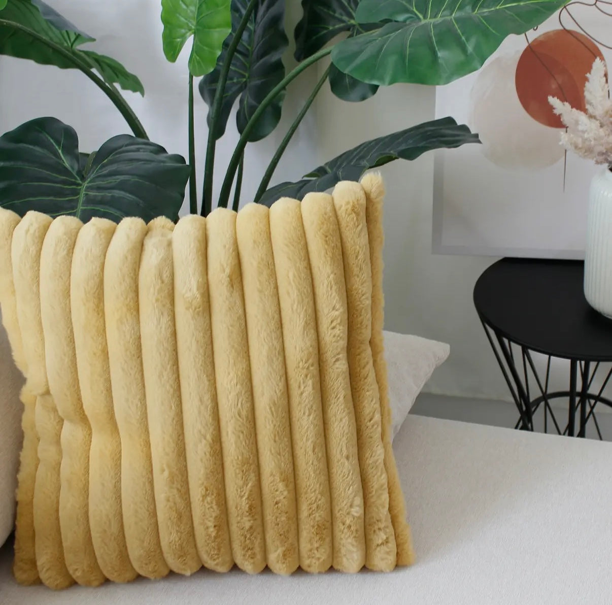 Coussin carré, fausse fourrure côtelée - 40x40cm, Matisse - PRÉCOMMANDE